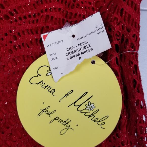 Emma & Michelle Red Lace Overlay Fringe Hem Dress NEW Size Small - Picture 5 of 5